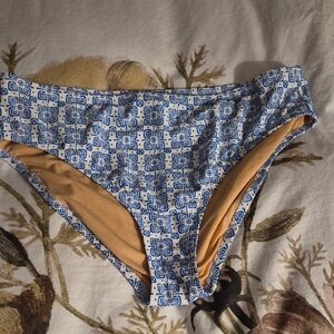 J. Crew Blue and Tan Bikini Bottom